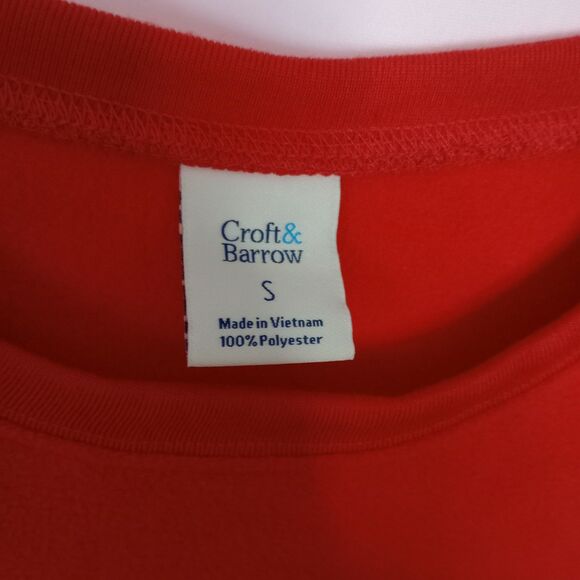 Croft & Barrow Red Fleece Sleepwear Pajama Top Long Slve Crew Neck  NWT Small - Picture 4 of 4